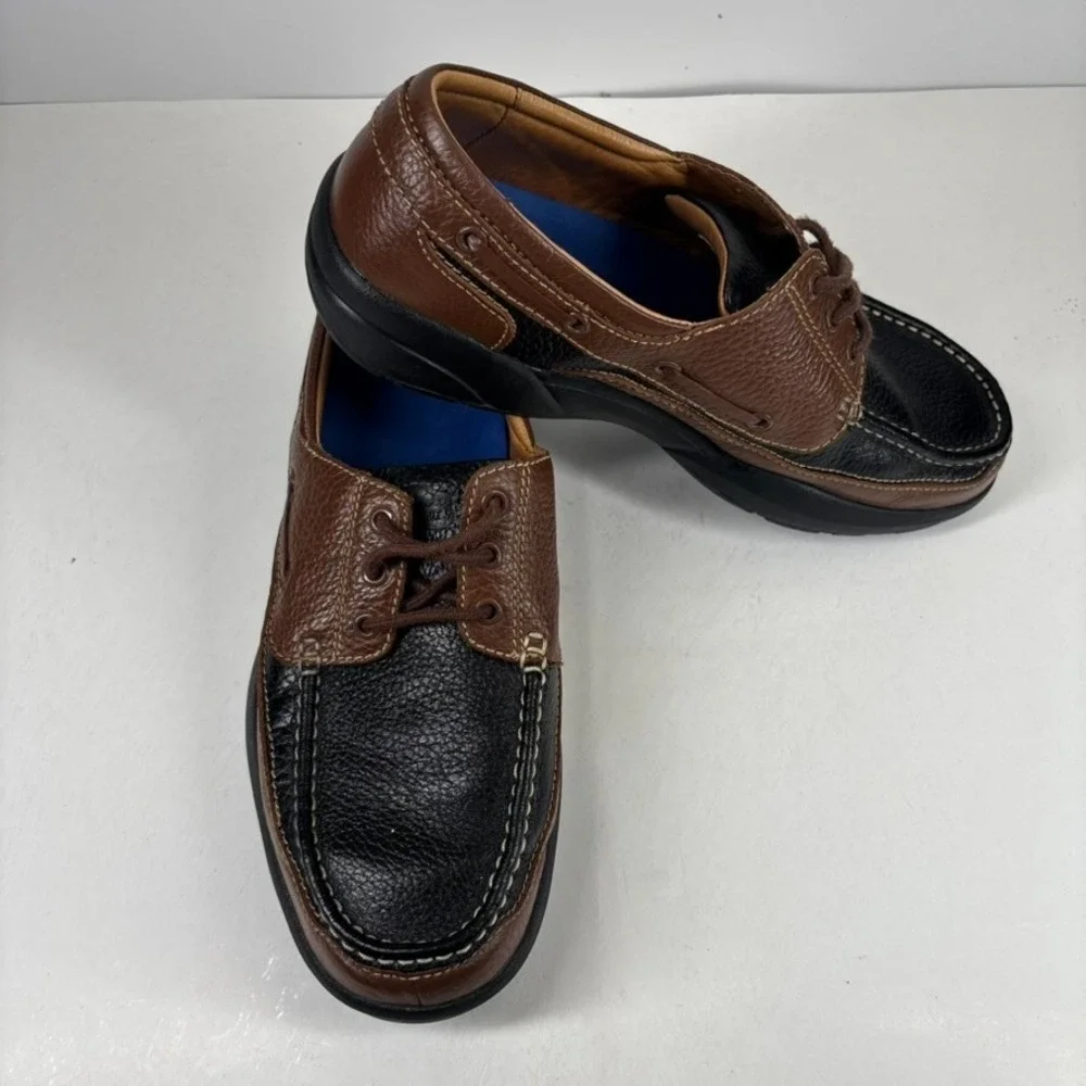 Dr. Comfort Patrick Men's US 11.5W Brown/Black Leather Diabetic Boat Shoes 8560